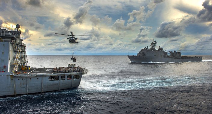 Buques de la armada de EEUU en el mar de China meridional